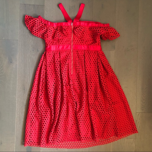 ASOS Maternity Red Lace Cold Shoulder Dress - Picture 2 of 8